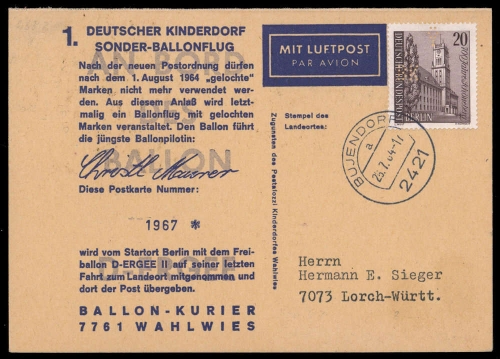 1964, Bundesrepublik Deutschland, BERLIN 219 u.a., Brief