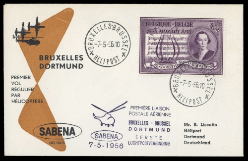 1956, Belgien, 1038, Brief