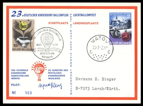 1968, Belgien, 1503 + 1506, Brief
