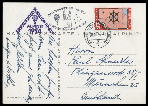 1954, Schweiz, 595, Brief