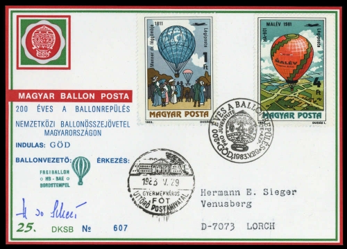 1983, Ungarn, 3600+3604 u.a., Brief