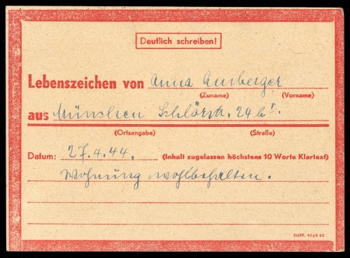 1944, Deutsches Reich, Brief