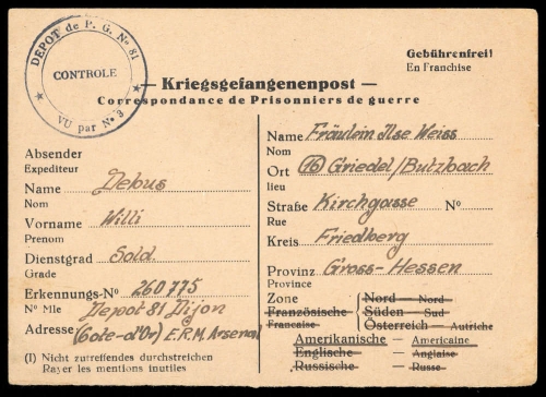 1947, Kriegsgefangenenlagerpost, Brief