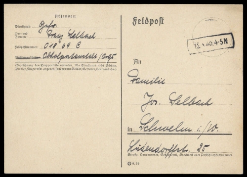 1940, Feldpost II Wk, Brief