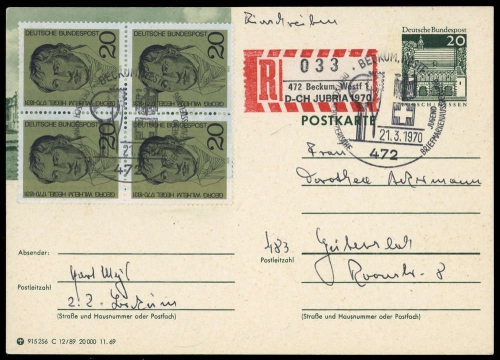 1969, Bundesrepublik Deutschland, P 99 u.a., Brief