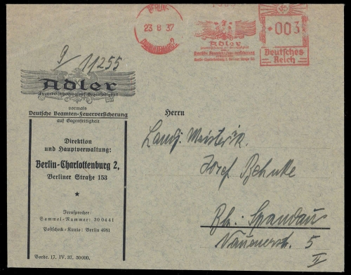 1937, Deutsches Reich, Brief