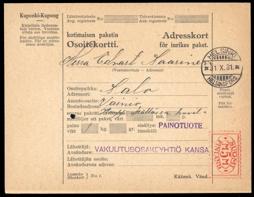 1931, Finnland, Brief