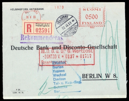 1933, Finnland, Brief