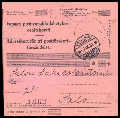 1931, Finnland, Brief