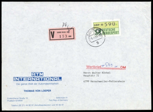 1981, Bundesrepublik Deutschland, ATM 1, Brief