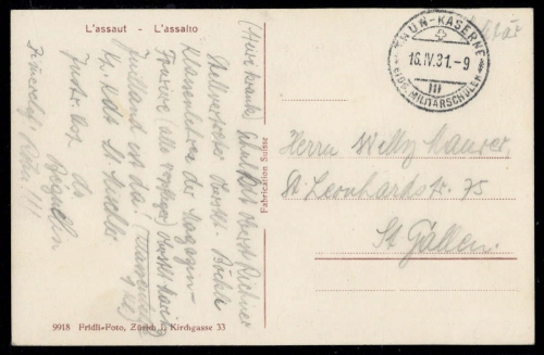 1931, Schweiz, Brief
