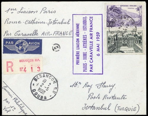 1959, Frankreich, 1232 + 1234, Brief