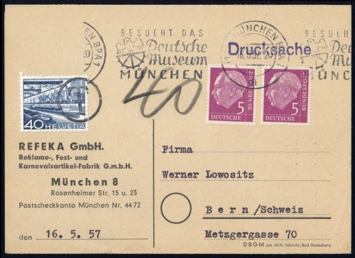1957, Bundesrepublik Deutschland, 179 (2) u.a., Brief