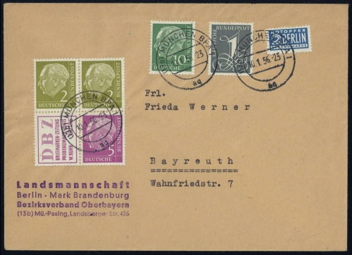 1955, Bundesrepublik Deutschland, S13+S17 u.a., Brief