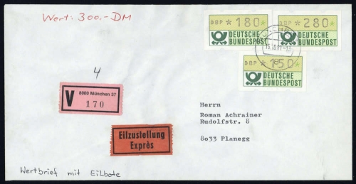 1981, Bundesrepublik Deutschland, ATM 1, Brief