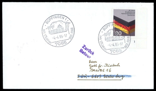 1985, Bundesrepublik Deutschland, 1265 FN, Brief
