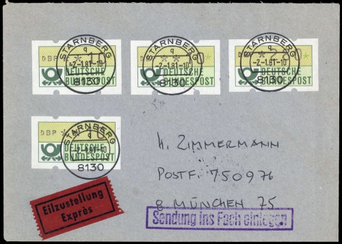 1981, Bundesrepublik Deutschland, ATM 1 (4), FDC