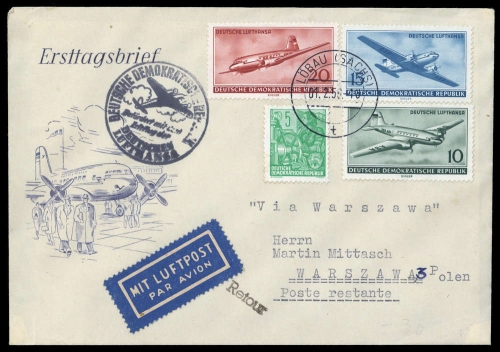 1956, DDR, 513-515 u.a., Brief