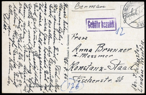 1946, Gebühr bezahlt, Belege 45-48, Notmaßnahmen, Brief