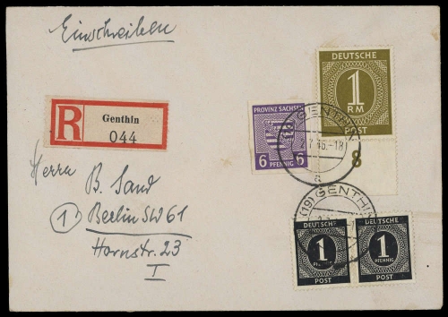1945, SBZ Provinz Sachsen, 69 X u.a., Brief