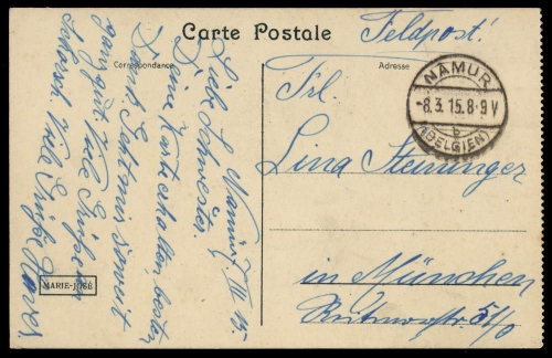 1915, Deutsche Besetzung I. WK Belgien, Brief