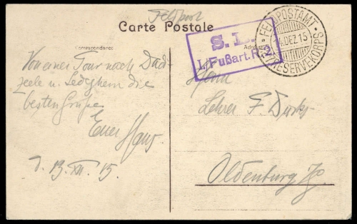 1915, Feldpost I. Wk, Brief