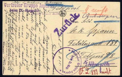 1918, Feldpost I. Wk, Brief