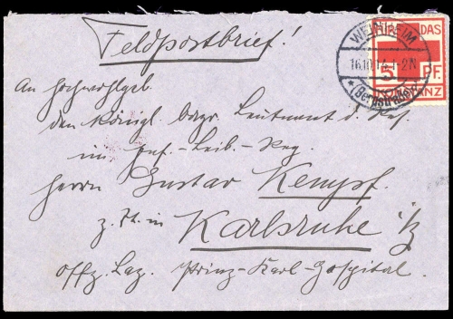 1914, Feldpost I. Wk, Brief