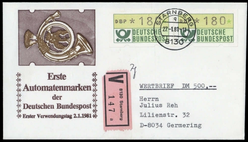 1981, Bundesrepublik Deutschland, ATM 1 (2), Brief