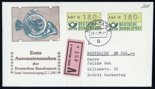 1981, Bundesrepublik Deutschland, ATM 1 (2), Brief