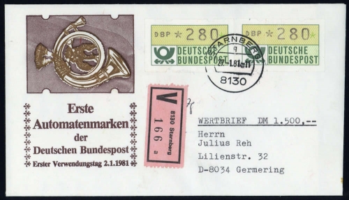 1981, Bundesrepublik Deutschland, ATM 1 (2), Brief