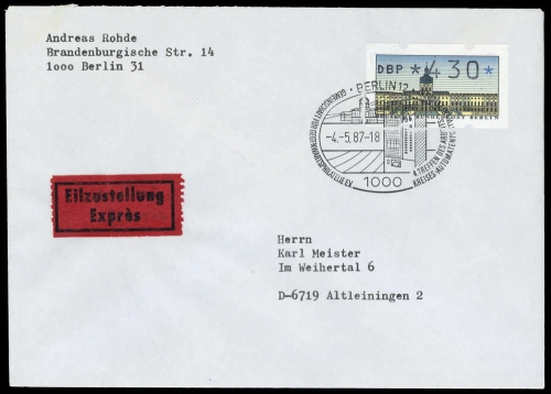 1987, Berlin, ATM 1, FDC
