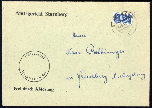 1948, Bizone Zwangszuschlagsmarken, 2, Brief