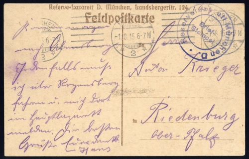 1915, Feldpost I. Wk, Brief