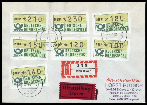 1981, Bundesrepublik Deutschland, ATM 1 (7), FDC