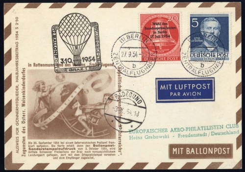 1954, Bundesrepublik Deutschland, 92 + 118, Brief