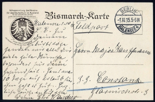 1915, Feldpost I. Wk, Brief