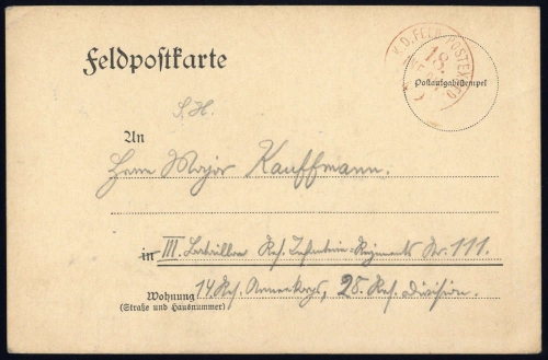 1914, Feldpost I. Wk, Brief