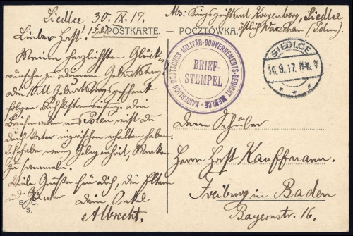 1917, Feldpost I. Wk, Brief