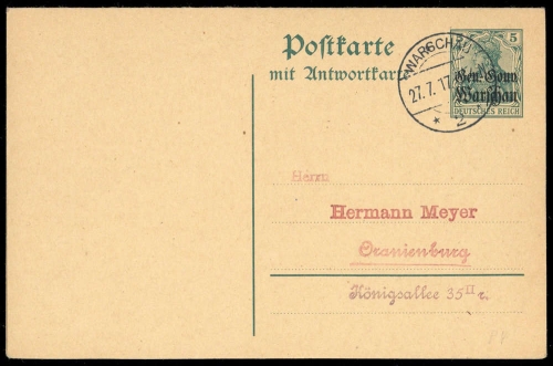 1916, Deutsche Besetzung I. WK Polen, P 4 F/A, Brief