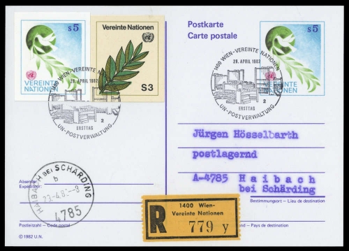 1982, UNO Wien, P 2 u.a., Brief