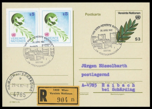 1982, UNO Wien, P 1 u.a., Brief
