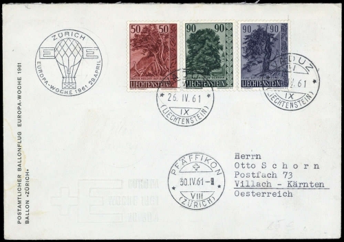 1961, Liechtenstein, 373 u.a., Brief