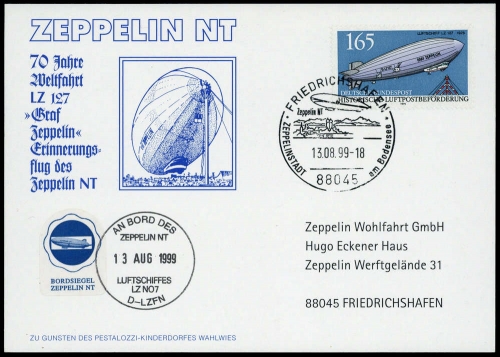 1999, Zeppelin,andere Luftschiffe,sonstiges, 1525, Brief