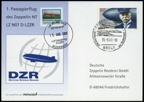 2001, Zeppelin,andere Luftschiffe,sonstiges, 1597, Brief