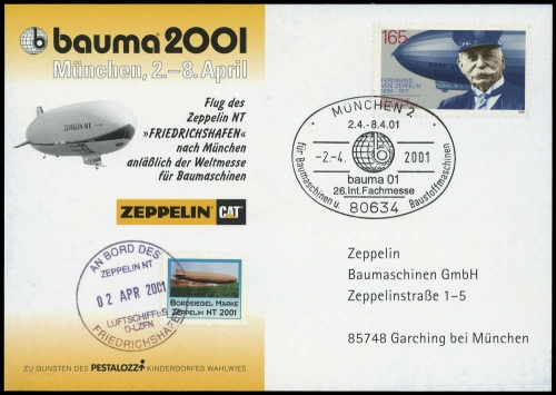 2001, Zeppelin,andere Luftschiffe,sonstiges, 1597, Brief