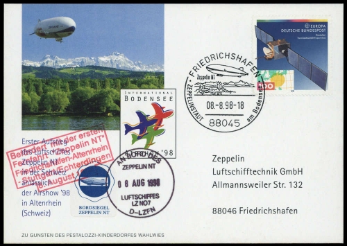 1998, Zeppelin,andere Luftschiffe,sonstiges, 1527, Brief