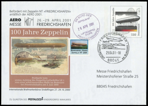 2001, Zeppelin,andere Luftschiffe,sonstiges, USo 17, Brief
