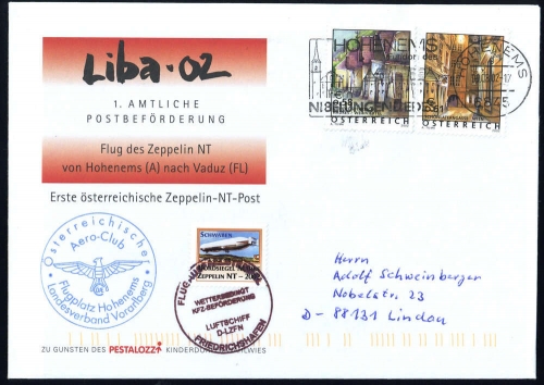 2002, Zeppelin,andere Luftschiffe,sonstiges, 2363 + 2364, Brief