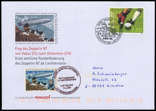 2002, Zeppelin,andere Luftschiffe,sonstiges, 1296, Brief